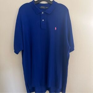 Polo by Ralph Lauren Royal Blue Polo with Pink Logo